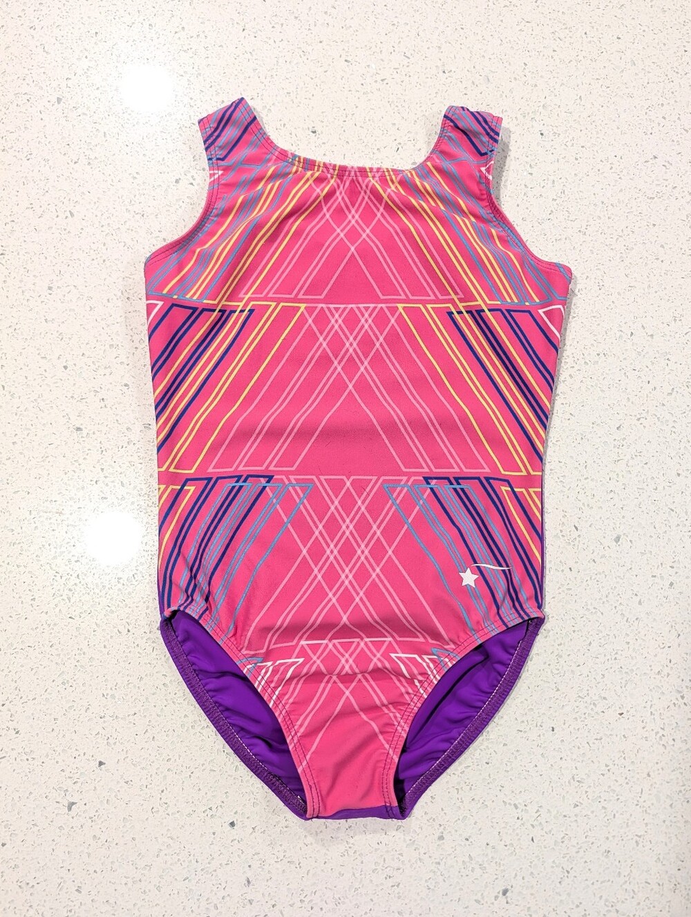GREAT Destira Gymnastics Dance Leotard CM Medium GEOMETRIC Flipside Flip Side